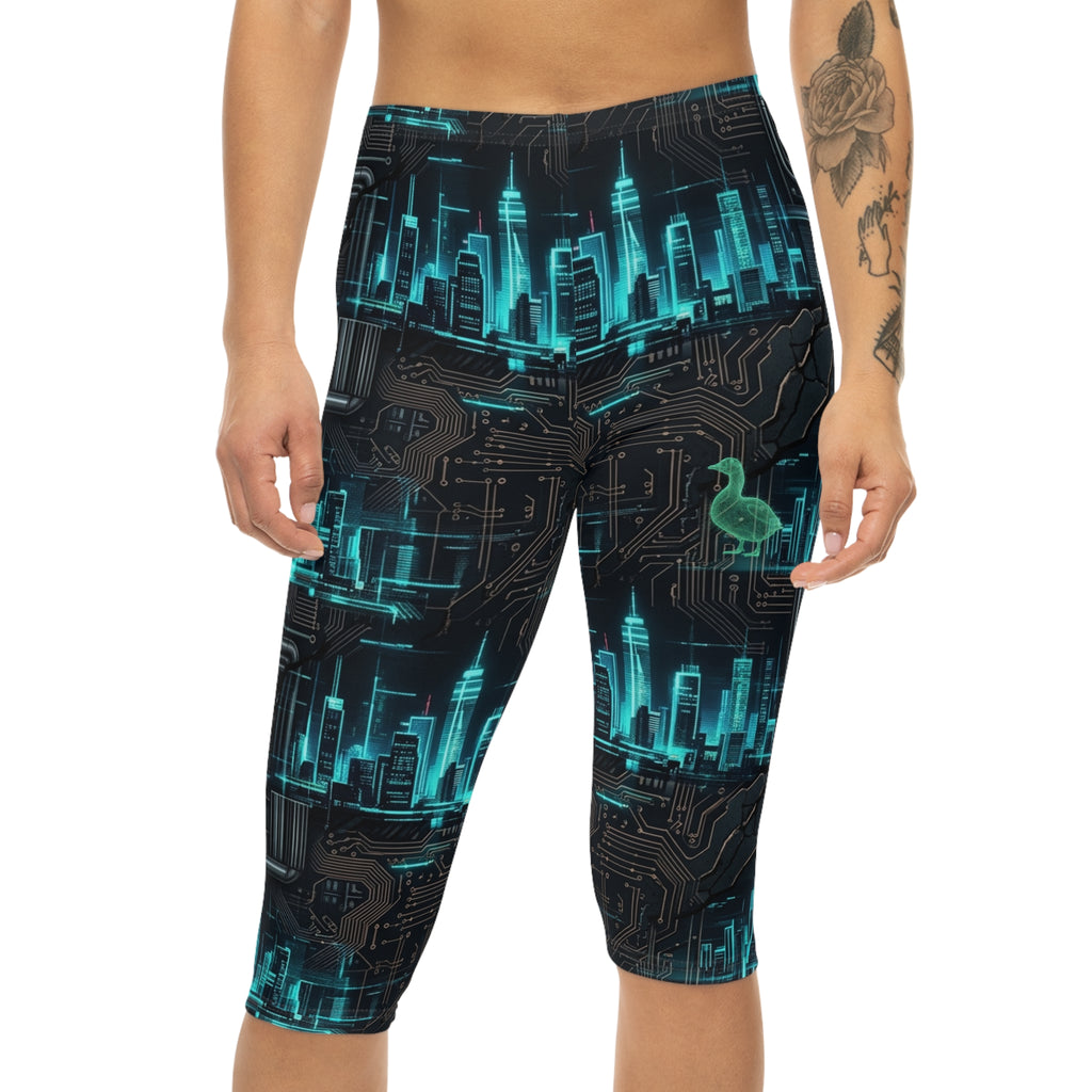 CBG Studio | REMIX [Silicon Pulse x Obsidian Circuit] Women’s Capri Leggings | SPECIMEN: 69edf160b27b7c1bcf079767
