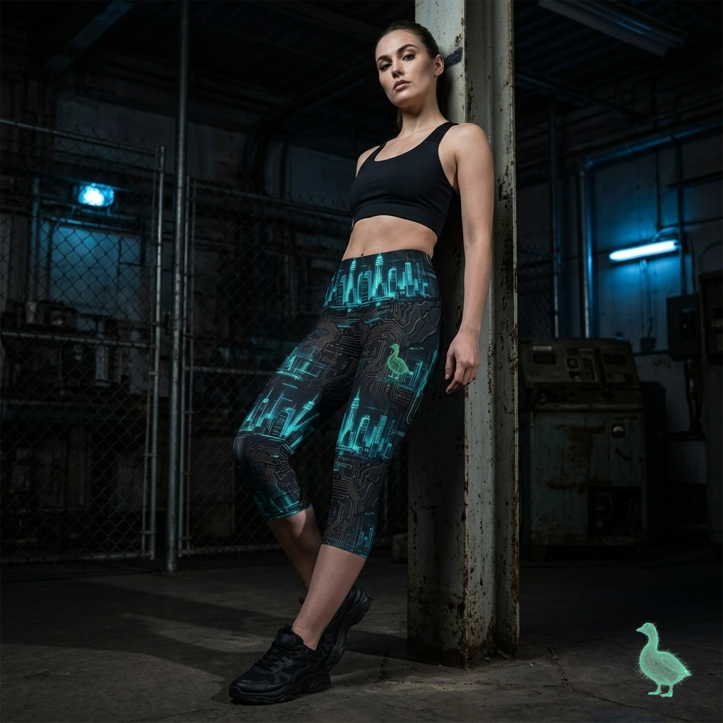 CBG Studio | REMIX [Silicon Pulse x Obsidian Circuit] Women’s Capri Leggings | SPECIMEN: 69edf160b27b7c1bcf079767