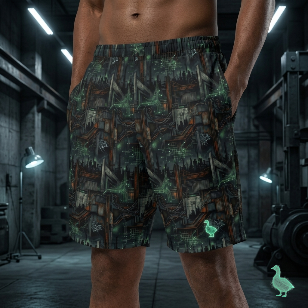 CBG Studio | REMIX [Industrial Requiem x System Lockdown] Elastic Beach Shorts | SPECIMEN: 69ea5ece2d632596ac0d37bb