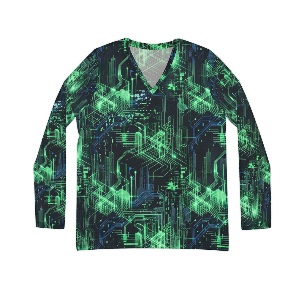 CBG Studio | Ghost Wire Aesthetics Long Sleeve V-neck Shirt | SPECIMEN: 69f507e1e27149c0590af8bc
