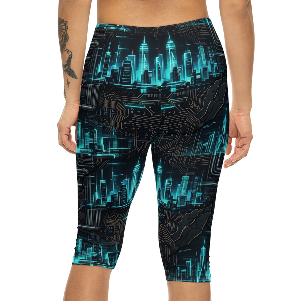 CBG Studio | REMIX [Silicon Pulse x Obsidian Circuit] Women’s Capri Leggings | SPECIMEN: 69edf160b27b7c1bcf079767
