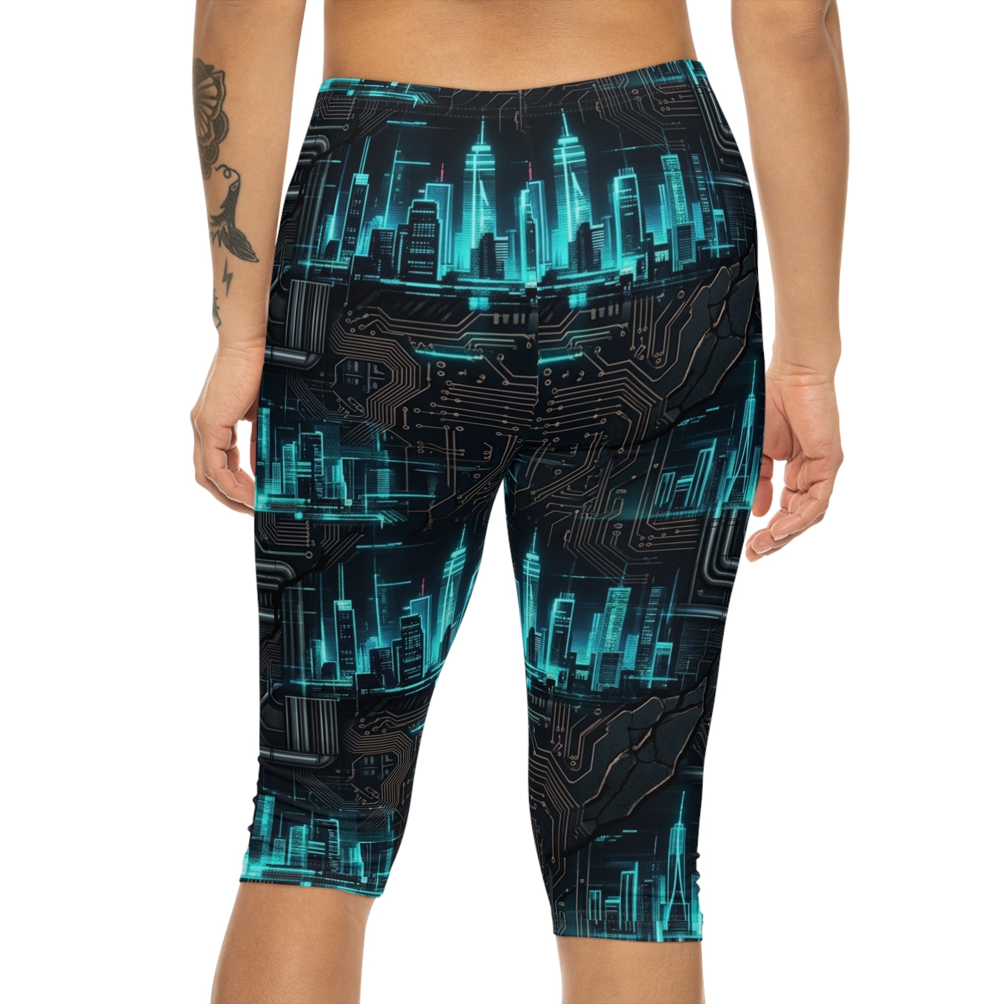 CBG Studio | REMIX [Silicon Pulse x Obsidian Circuit] Women’s Capri Leggings | SPECIMEN: 69edf160b27b7c1bcf079767