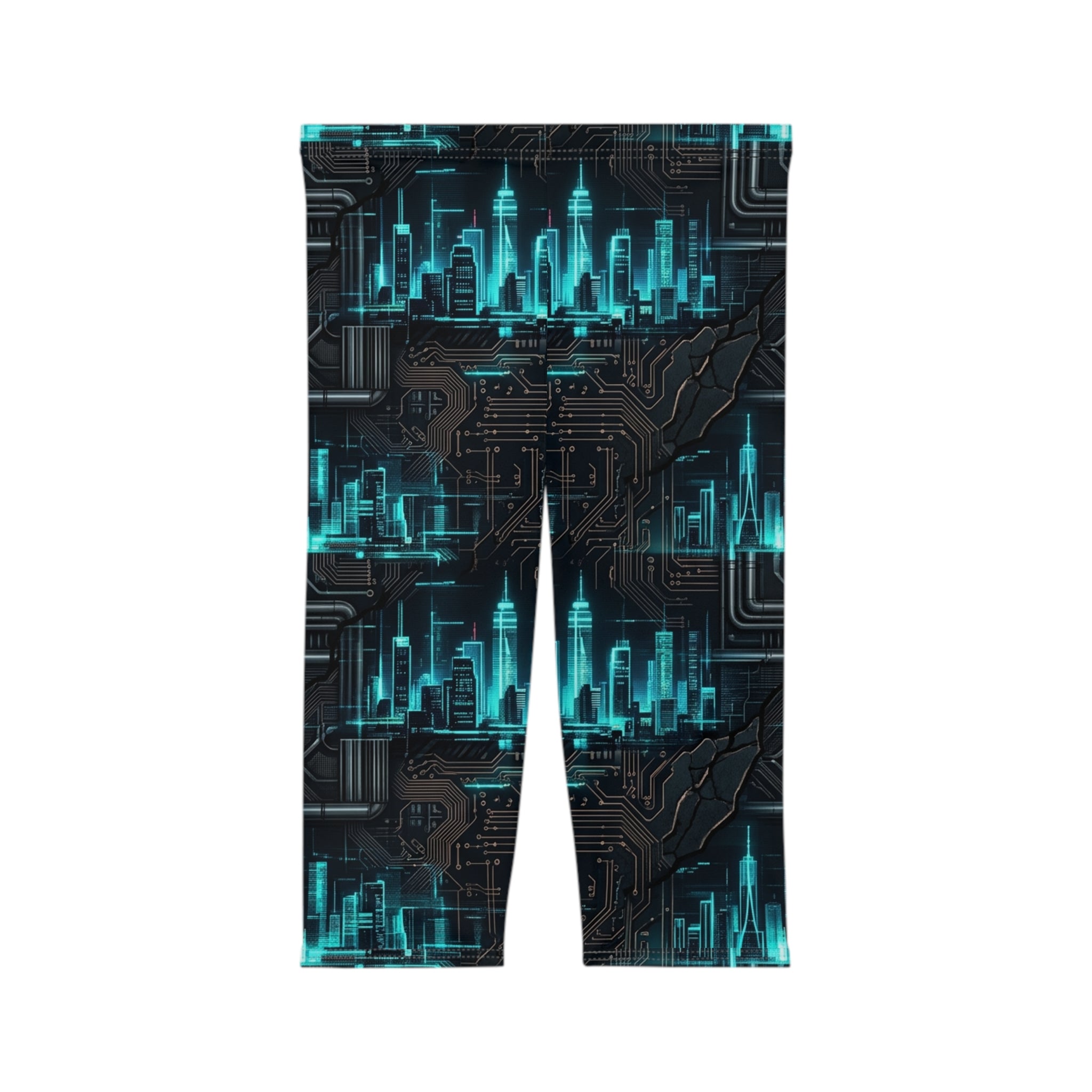 CBG Studio | REMIX [Silicon Pulse x Obsidian Circuit] Women’s Capri Leggings | SPECIMEN: 69edf160b27b7c1bcf079767